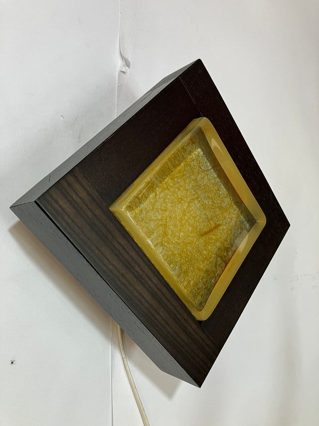 Lampada parete quadrata legno wenge' e vetro