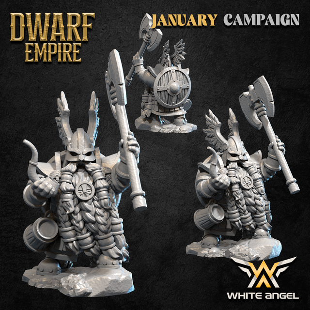 10x Master Beard Warrior - Enanos 28mm/32mm