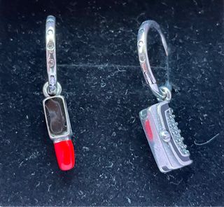 Pendientes plata pintalabios y bolso 