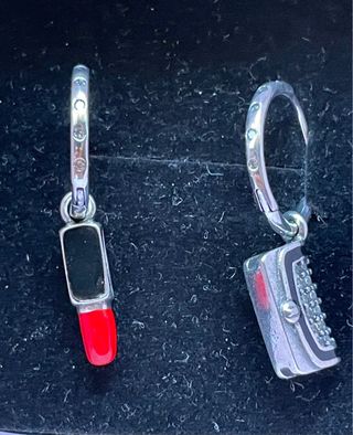 Pendientes plata pintalabios y bolso 