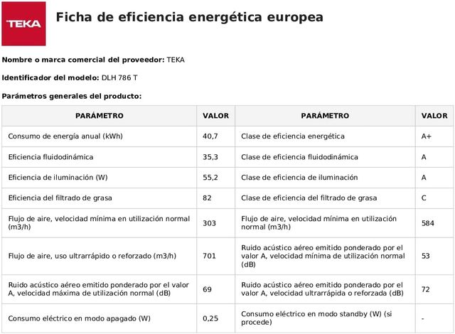 Teka DLH 786 T - Cappa di scarico 70 cm, comandi