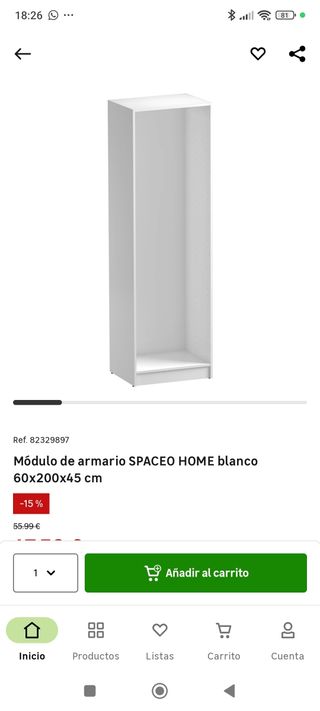 Urge Armario Spaceo Leroy desmontado