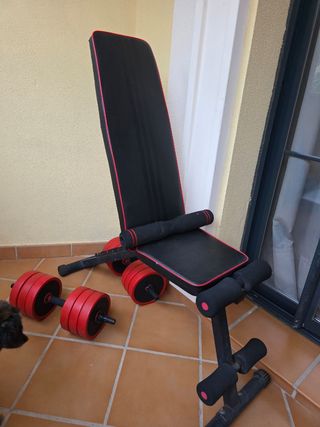 Banco de pesas y pesas