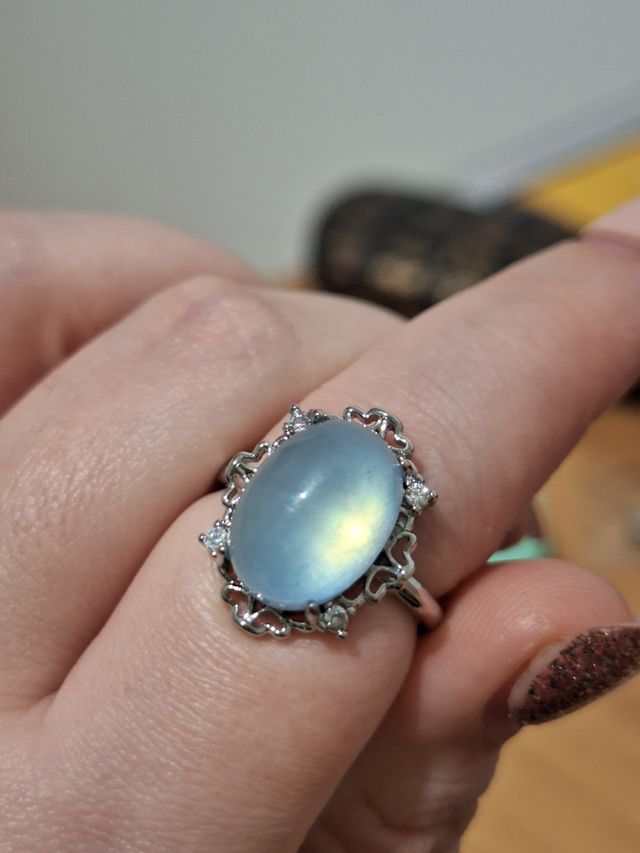 Anello in acciaio con Acquamarina natu