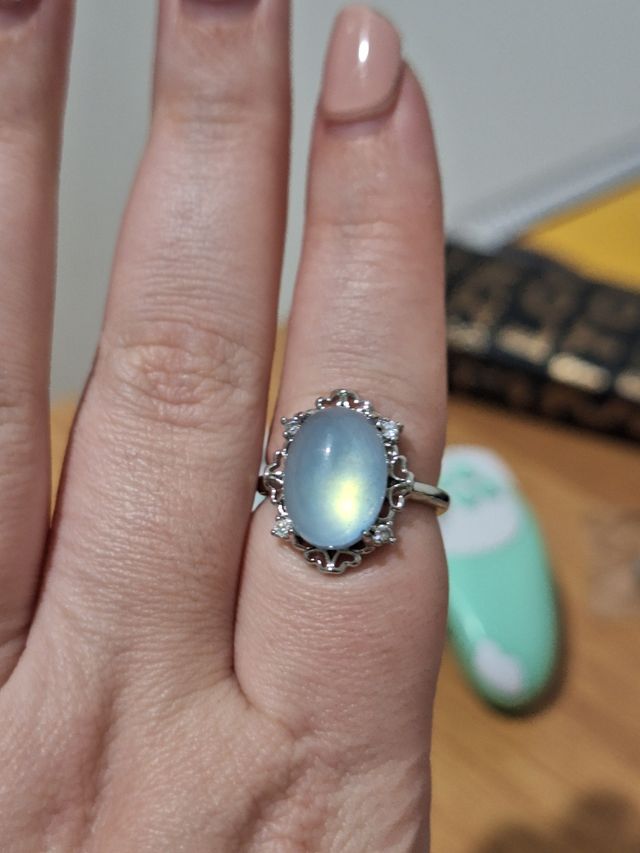 Anello in acciaio con Acquamarina natu