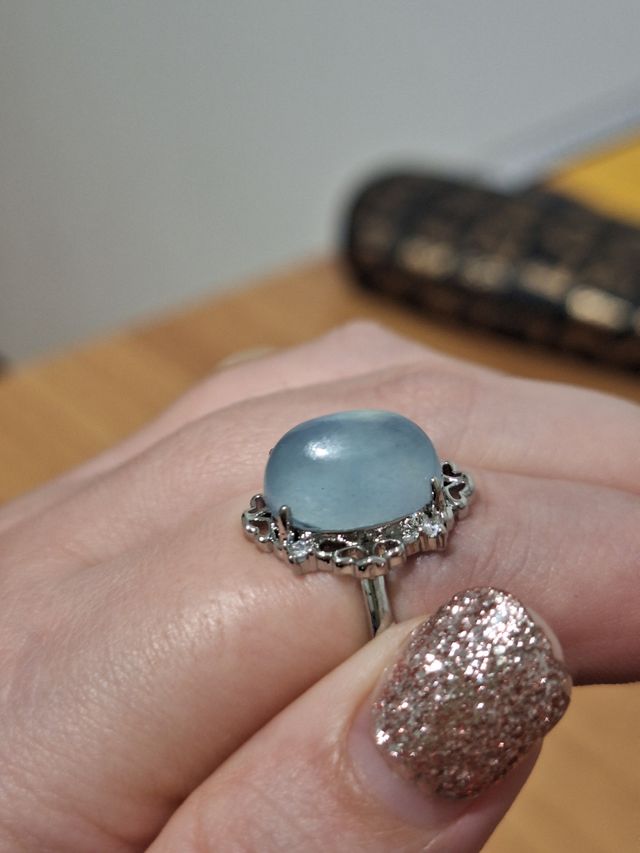 Anello in acciaio con Acquamarina natu