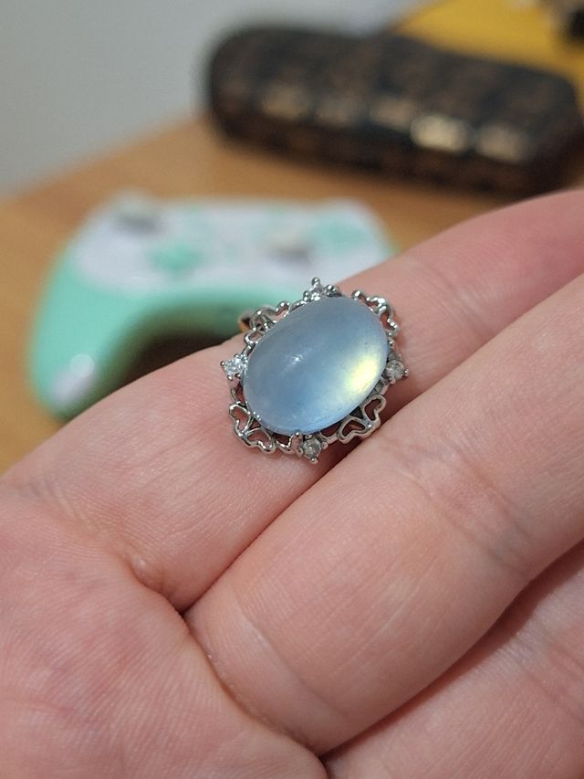 Anello in acciaio con Acquamarina natu