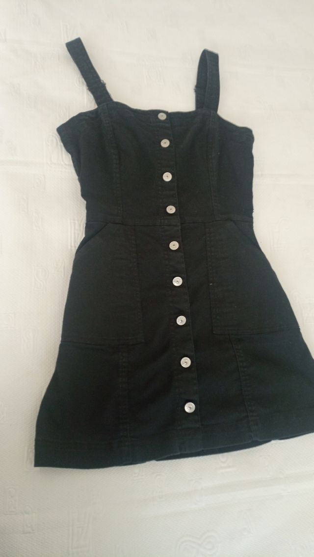 Abito in denim nero con spalline