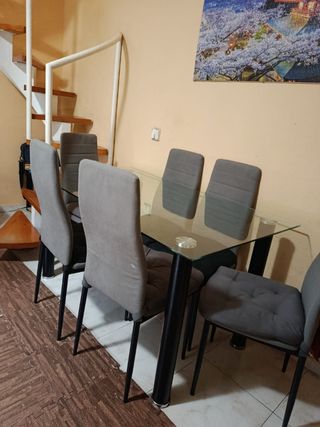 Mesa de comedor de cristal
