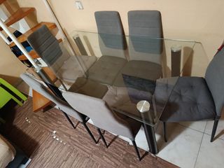 Mesa de comedor de cristal