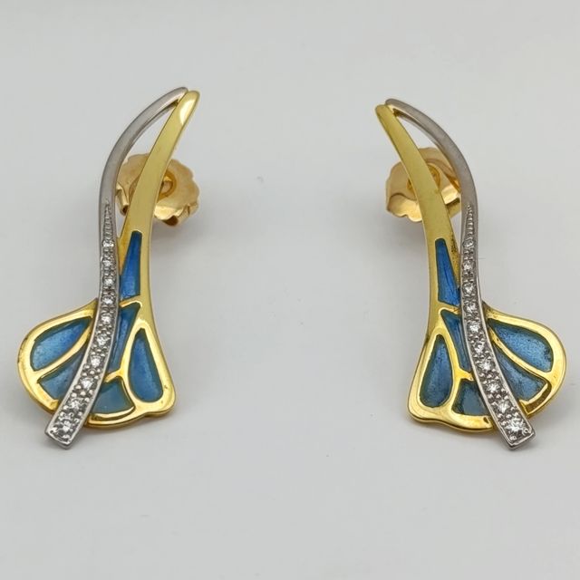 Pendientes de Oro de 18k, con esmaltes y brillante