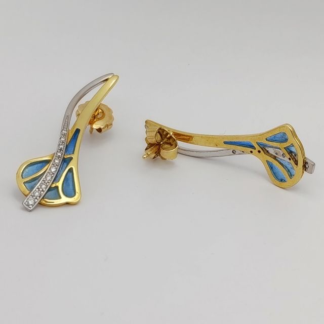 Pendientes de Oro de 18k, con esmaltes y brillante