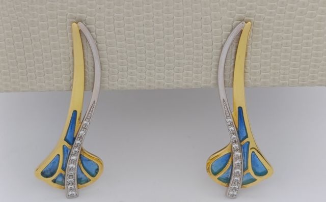 Pendientes de Oro de 18k, con esmaltes y brillante