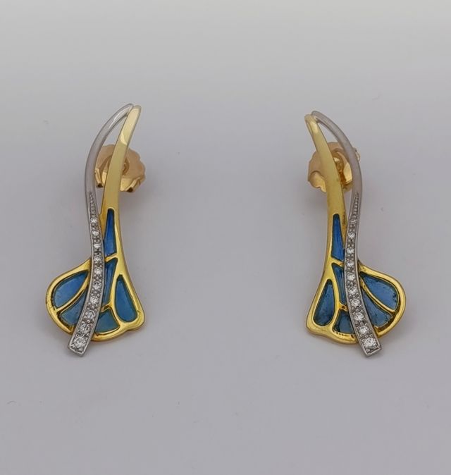 Pendientes de Oro de 18k, con esmaltes y brillante