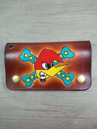 Cartera biker de cuero"Pájaro Loco"