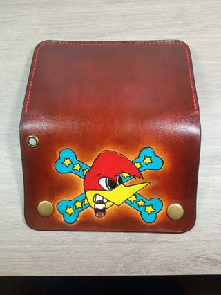 Cartera biker de cuero"Pájaro Loco"