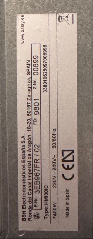 Placa inducción Balay 3EB967FR