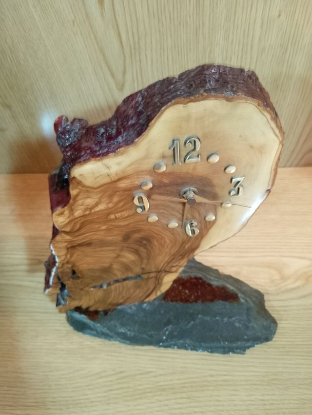 Reloj artesanal madera y pizarra