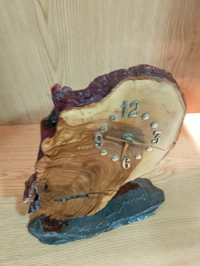Reloj artesanal madera y pizarra