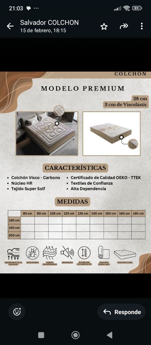 Colchón estrenar
150x190x30 Nuevo