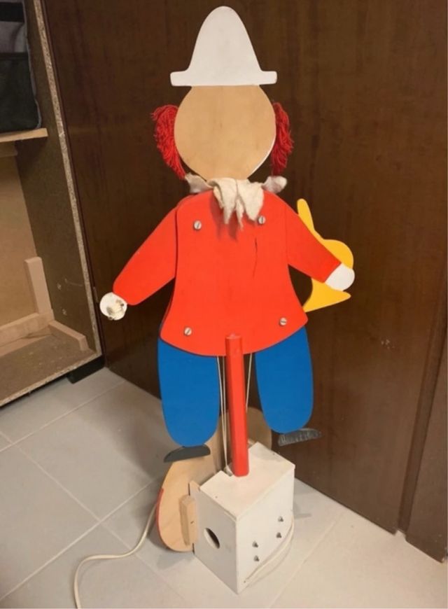 Giocatolo vintage Pagliaccio clown in Legno