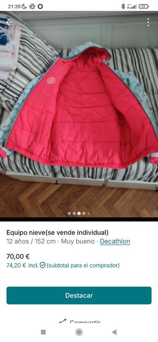 Traje nieve niña 12 años