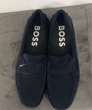 Hugo Boss scarpe uomo pelle scamosciata blu tg 45 