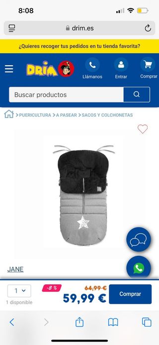 Saco silla paseo 