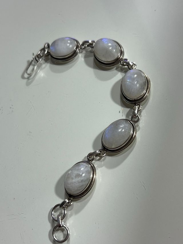 Pulsera plata piedra luna   
