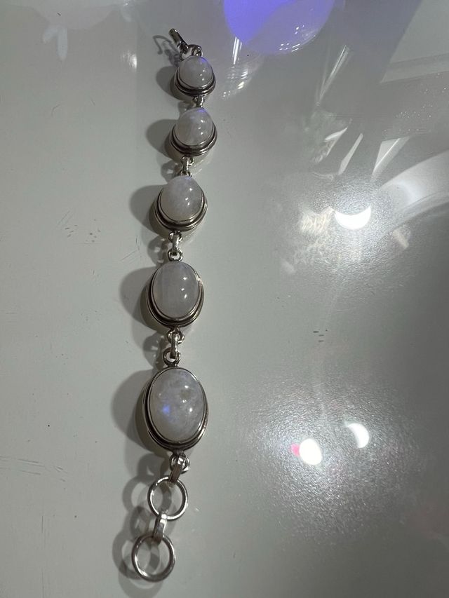 Pulsera plata piedra luna   