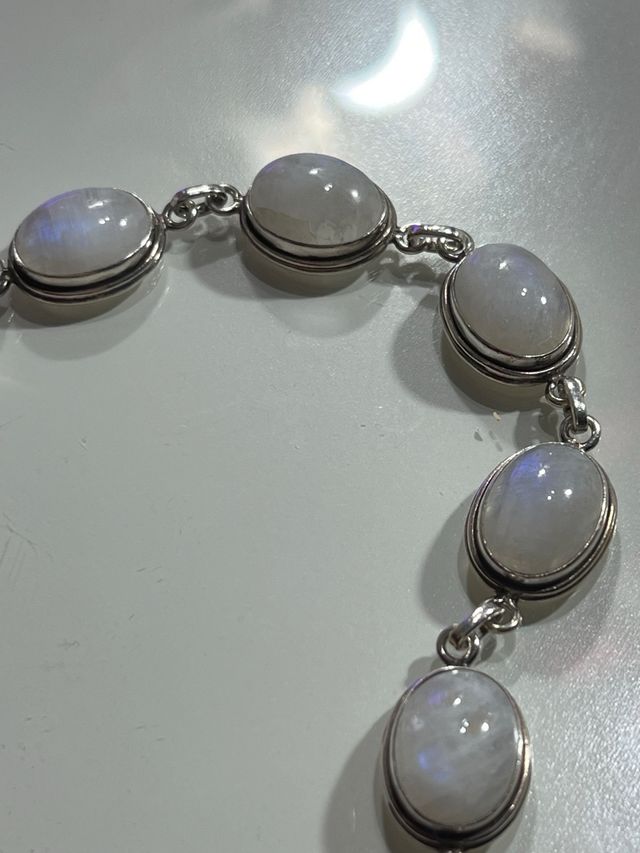 Pulsera plata piedra luna   