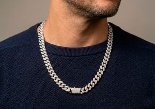 Cadena oro blanco 18k 750 con circonitas