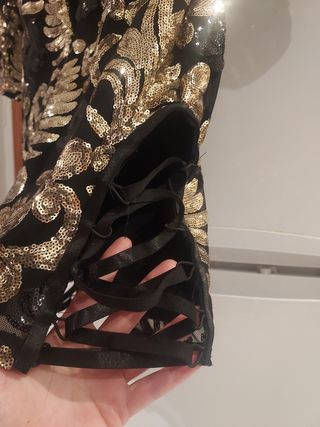 Vestido fiesta negro y dorado talla 38