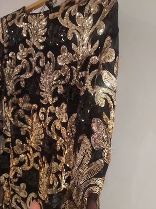 Vestido fiesta negro y dorado talla 38