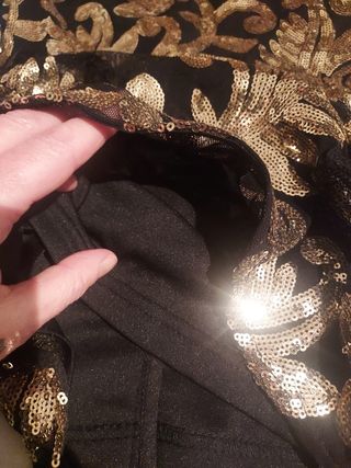 Vestido fiesta negro y dorado talla 38