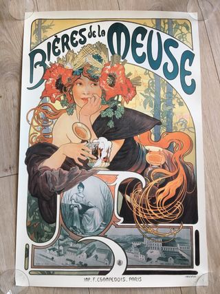 Poster liberty ‘Bieres de La Meuse’ di Mucha