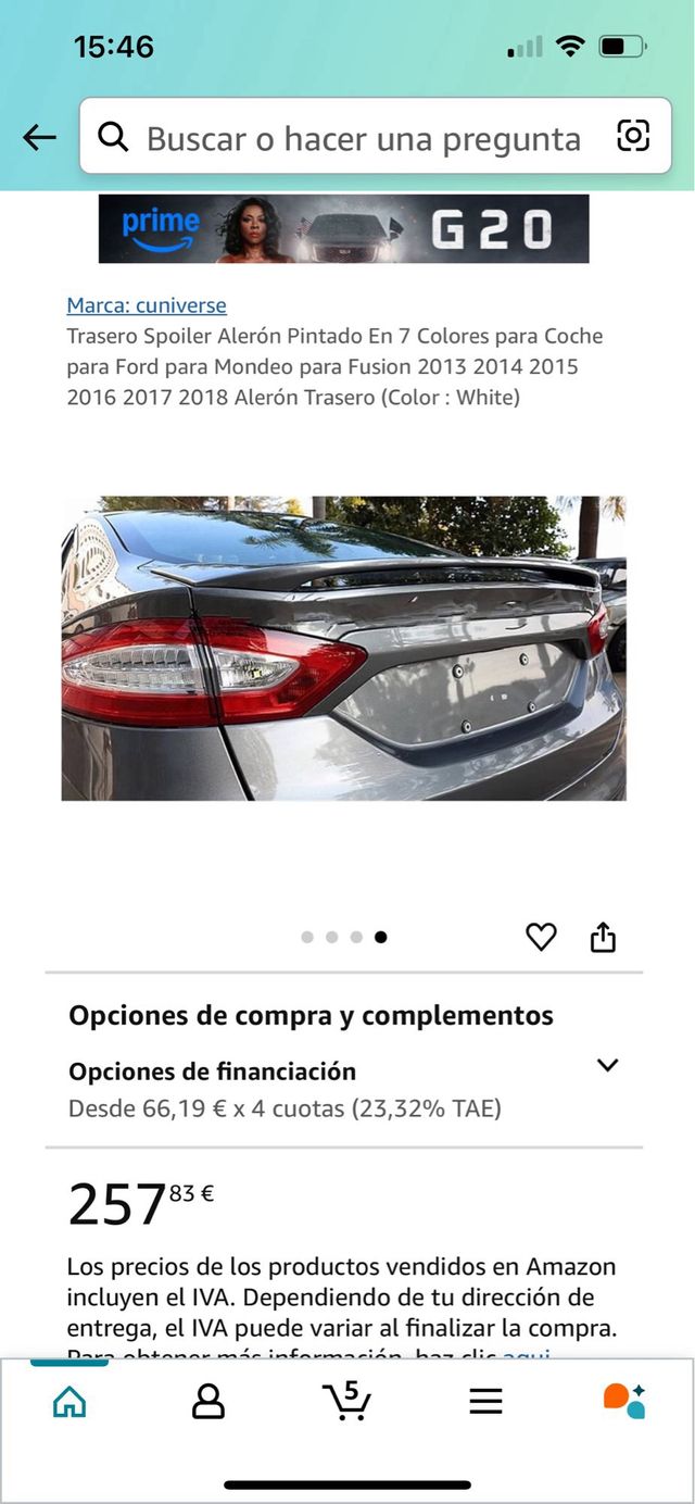 Alerón Trasero Para Ford Mondeo color gris