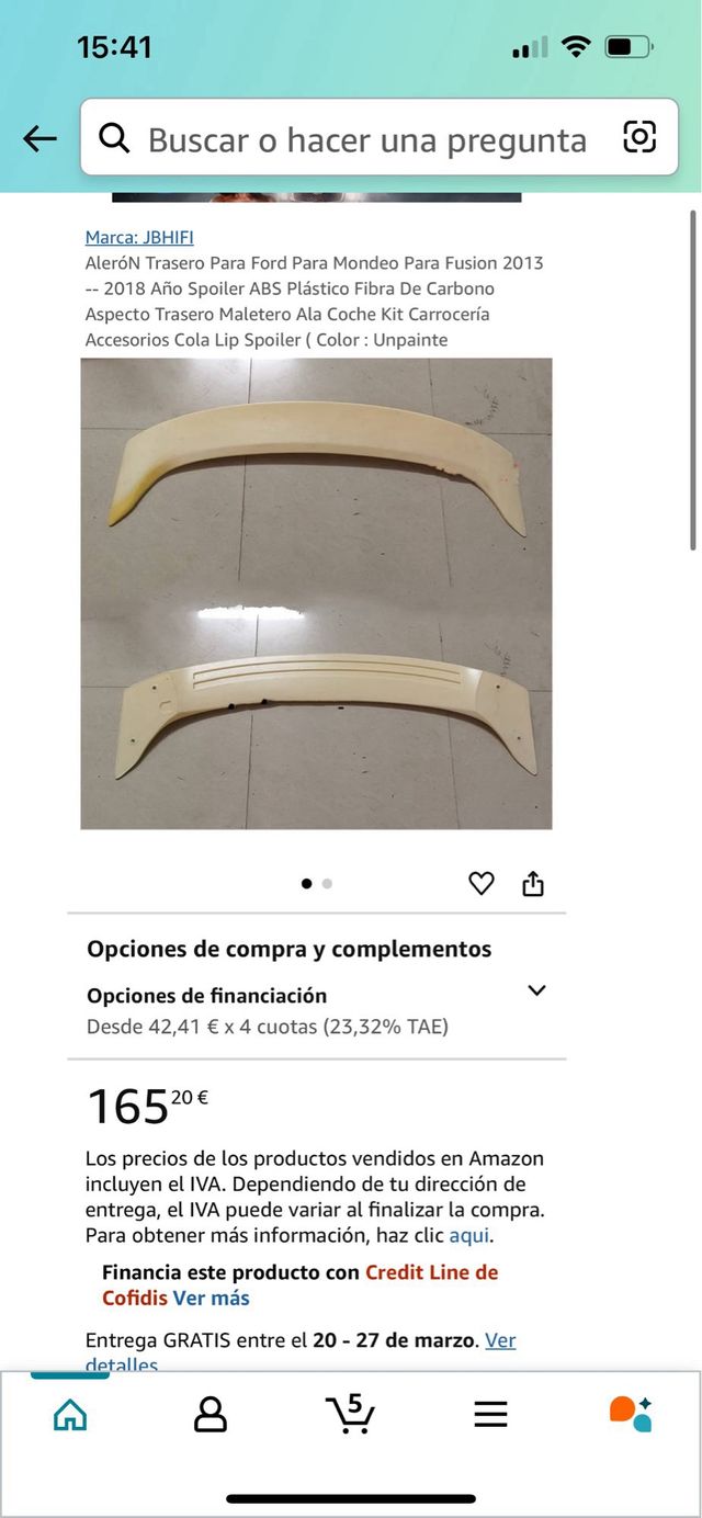 Alerón Trasero Para Ford Mondeo color gris