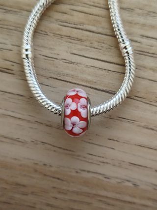 Charm de plata cristal de murano flores 