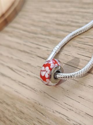 Charm de plata cristal de murano flores 