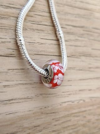 Charm de plata cristal de murano flores 