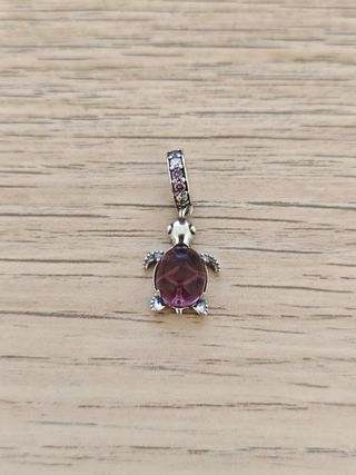 Charm de plata tortuga cristal de murano morado 