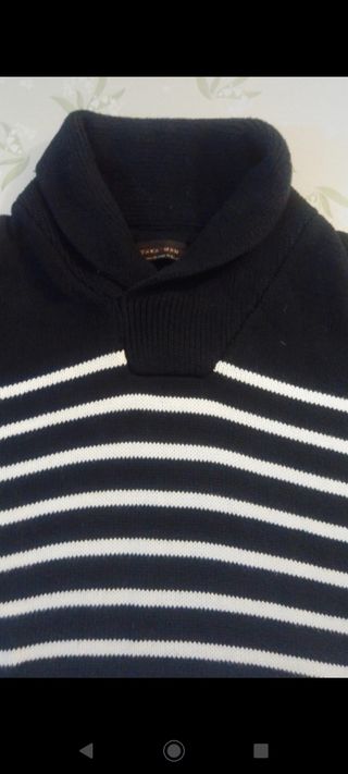 Jersey blanco negro, rayas, ZARA MAN, M