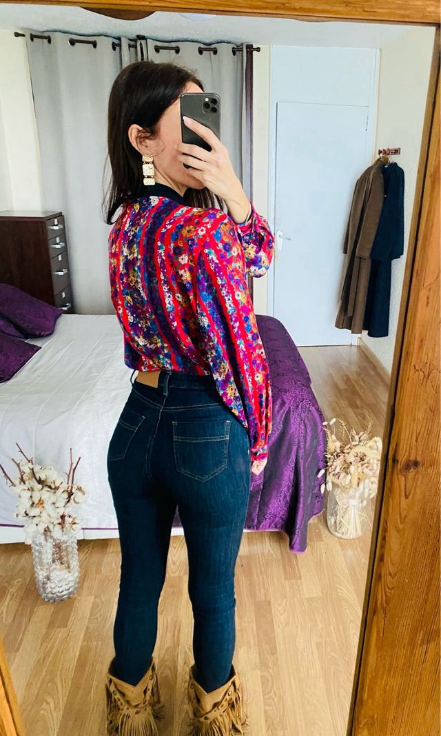 Nueva camisa estampada con lazada ECI talla XL