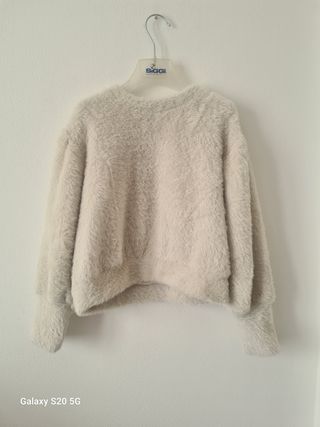 Maglione peloso beige bambina 10 anni