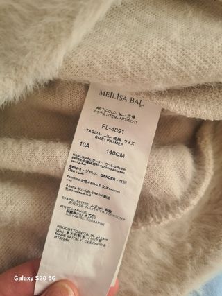 Maglione peloso beige bambina 10 anni