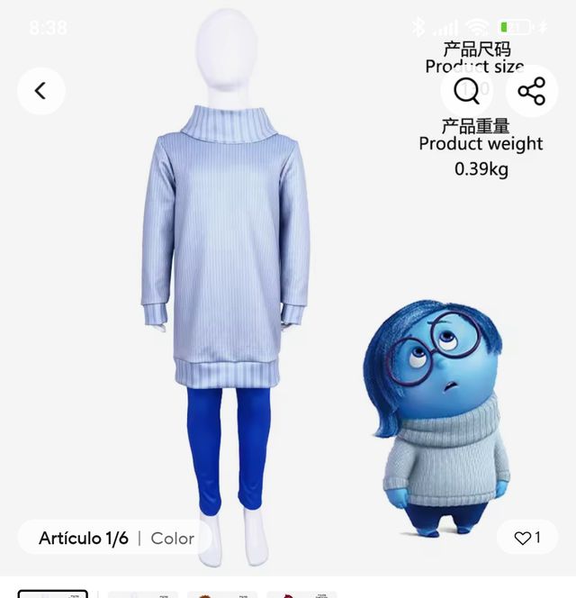 Disfraz Inside Tristeza niña Nuevo