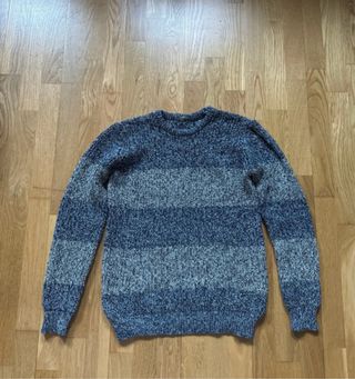 Jersey de punto rayas azul y gris
