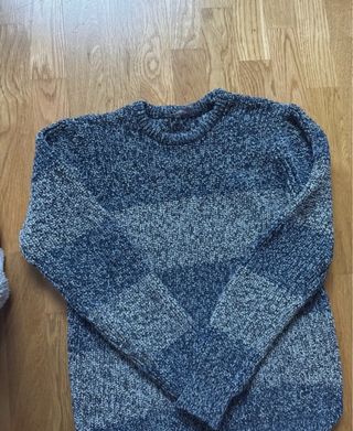 Jersey de punto rayas azul y gris