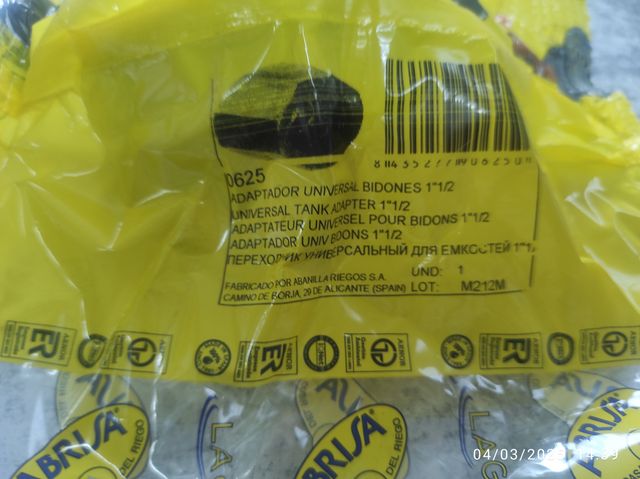 Adaptador bidones 1 1/2